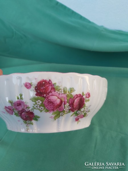 Zsolnay Gyönyörű virágos kicsi rózsás csupor porcelán pogácsás paraszttál  tál paraszti nosztalgia