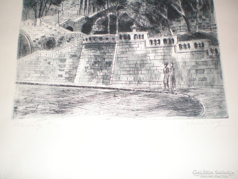 Fisherman's bastion, Alexander of Badacsony, etching, 36/100, numbered, sheet size: 56 cm x 40 cm,