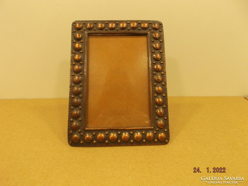 Old copper table picture frame - with glass plate --- 2 ---