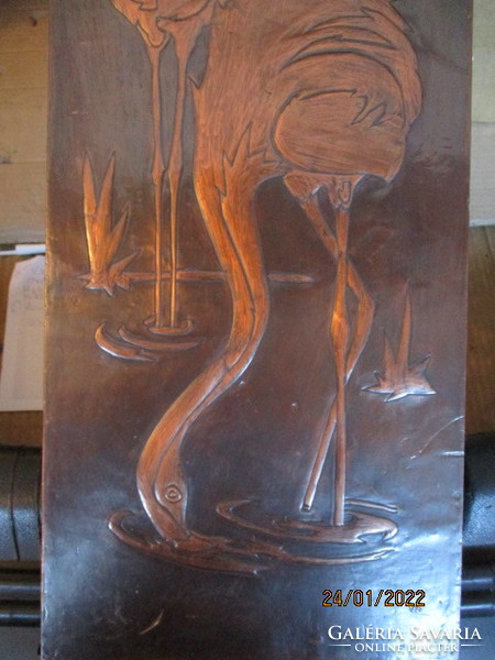 Pelicans Art Nouveau mural 57 x 22.5 cm marked at the bottom of the image
