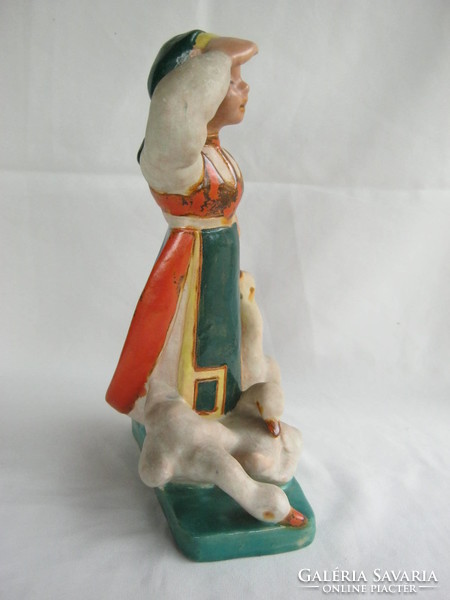 Retro ... Hop ceramic budapest girl with goose large size 30 cm