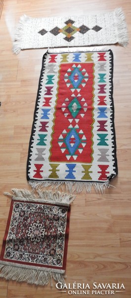 Small rugs - kilim rug - retro rug - fringed Turkish patterned rug