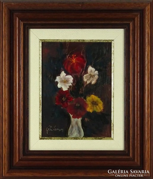 1H230 xx. Century Hungarian painter: still life with flowers