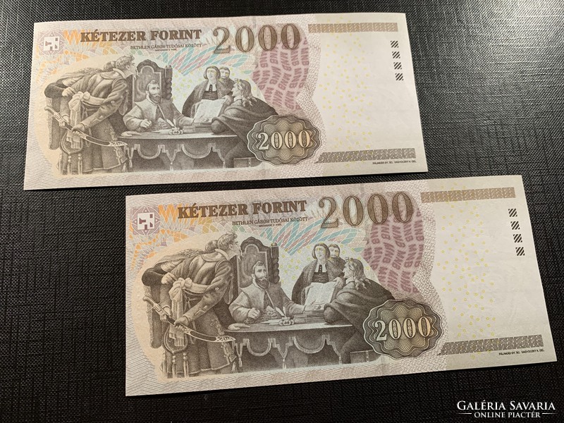 ***  UNC  "MATOLCSY" 2013 CB  2000 forintos sorszámkövető pár ***