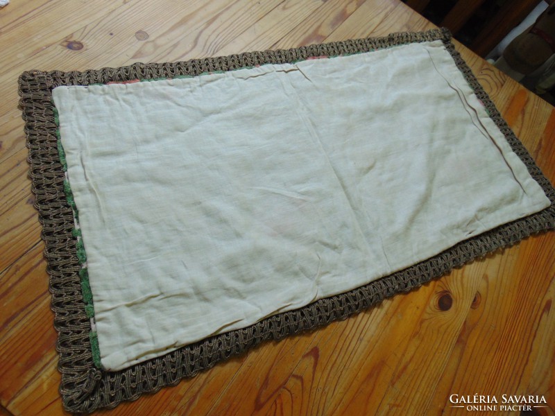 Old velvet tablecloth with metal fiber border 60 x 36 cm.
