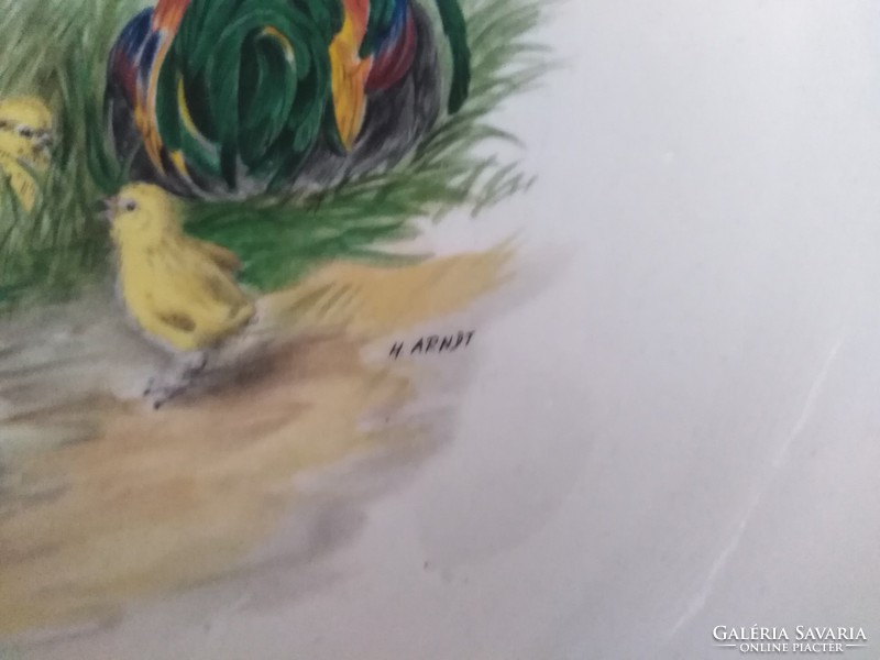 Chicks with hen and rooster - ceramic bowl