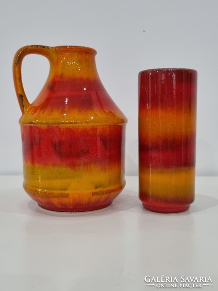 Élénk színvilágú ,német retro kerámia vázák a Dümler & Breiden manufaktúrától