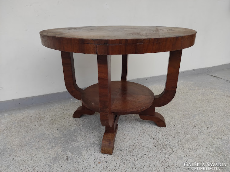 Antique art deco furniture circular walnut veneer table to be renovated 701