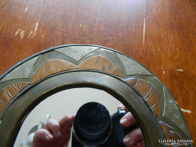 Art Nouveau craft copper wall mirror