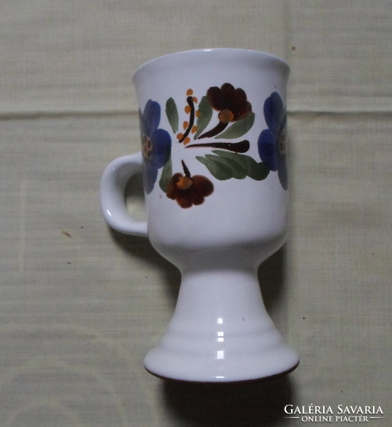 Városlőd majolica stemmed glass (handmade ceramics)