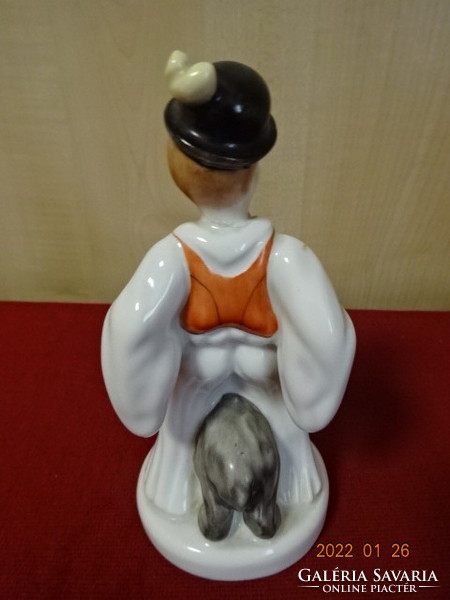 Herend porcelain figurine, little boy with sheepdog. He has! Jókai.