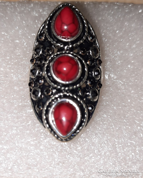 Coral red elegant ring