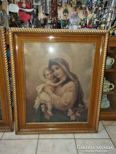 2 old holy images in gilded frame