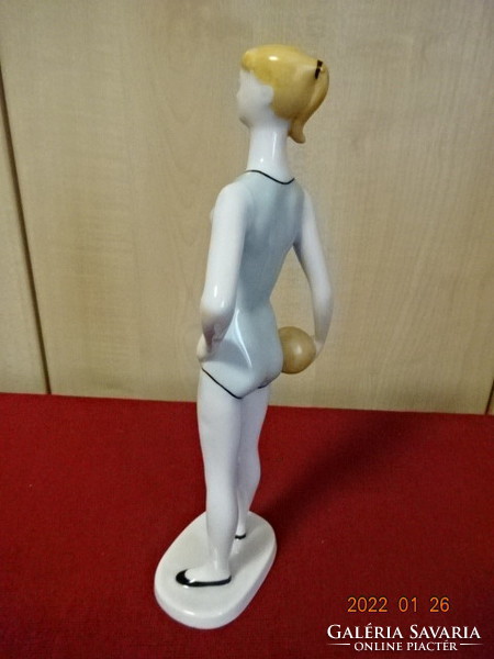 Hollóházi porcelán figura, labdázó lány, magassága 25 cm. Vanneki! Jókai.