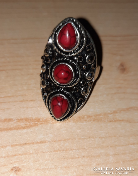 Coral red elegant ring