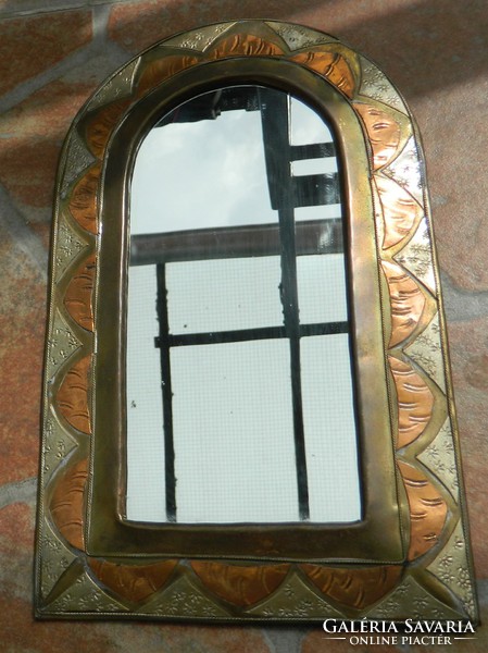 Art Nouveau craft copper wall mirror