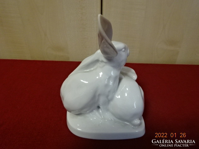 Herend porcelain figurine, pair of rabbits, white, height 14.5 cm. He has! Jókai.