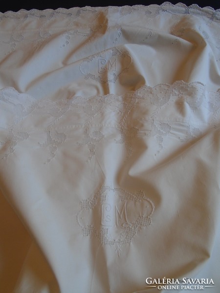 2 pcs. Antique. Toledo csm monogrammed pillowcases.