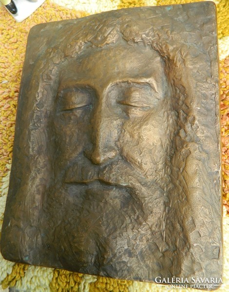 Jézus : bronz falikép - súlyos darab! 26cm * 21 cm - jelzett!