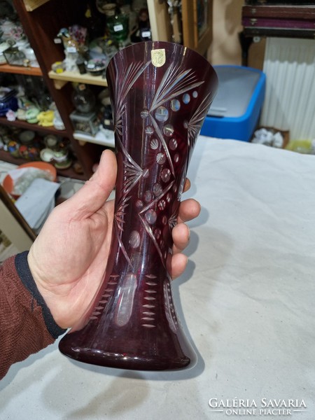 Burgundy crystal vase