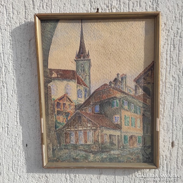 Good quality painting, watercolor, city scene indicated: k.Meier about 100 years old picture!