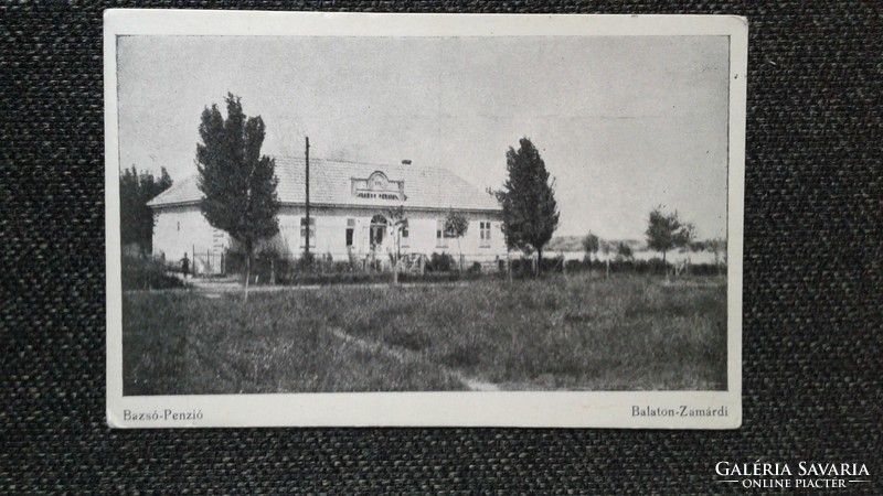 Postcard of Bazsó pension in Balatonzamárd