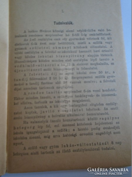 ZA376A5 Elemi Iskolai Értesítő  Held Katalin  Budapest  VI ker 1899  (Held Fülöp szülői aláírásával)