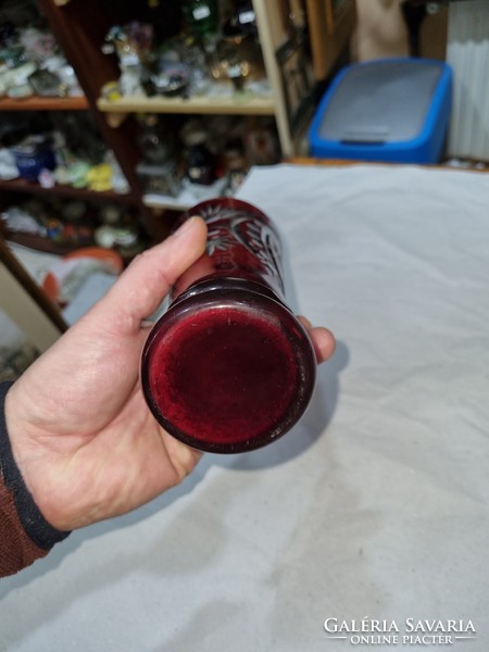 Burgundy crystal vase