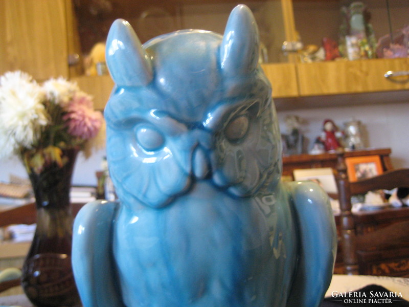 Zsolnay blue: the scientist owl, the largest, 32 cm high
