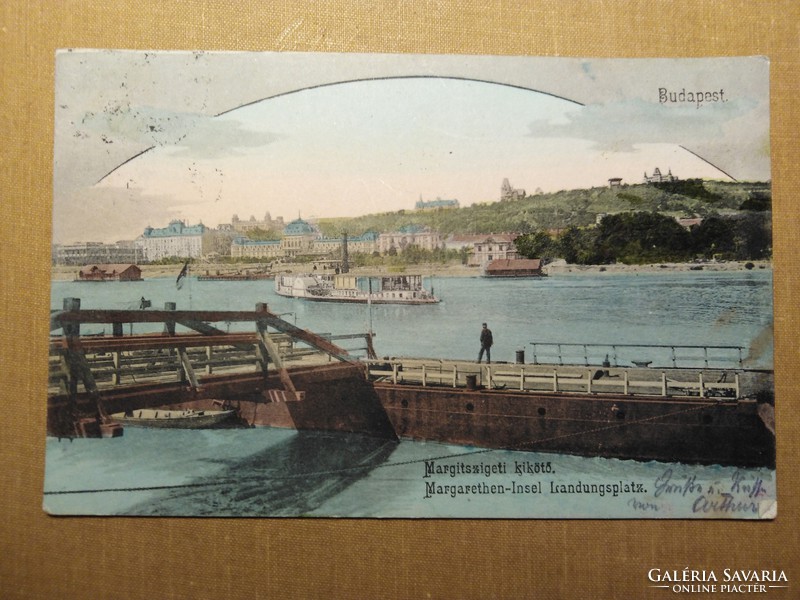 Budapest Margit-szigeti kikötő képeslap