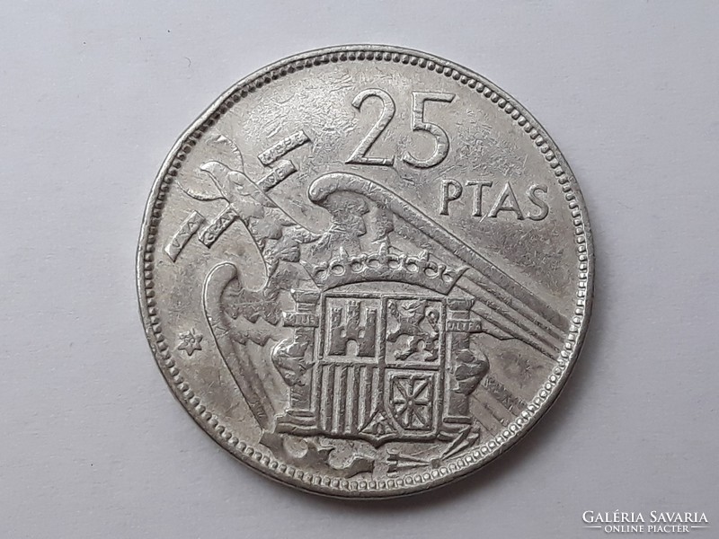 Spain 25 pesetas 1957 59 coin - Spanish 25 pesetas 1957 59 foreign coin
