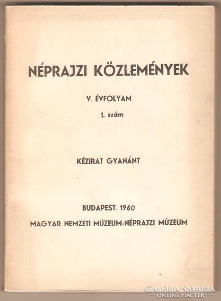 Ethnographic publications v.Évf. Number 1