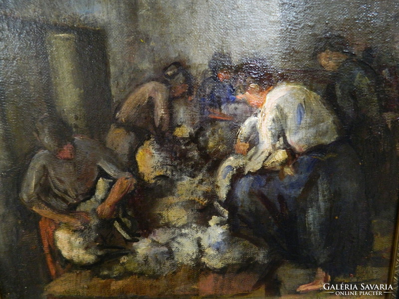 Painting by Árpád Bitay (1900 - 1935) sheep shears