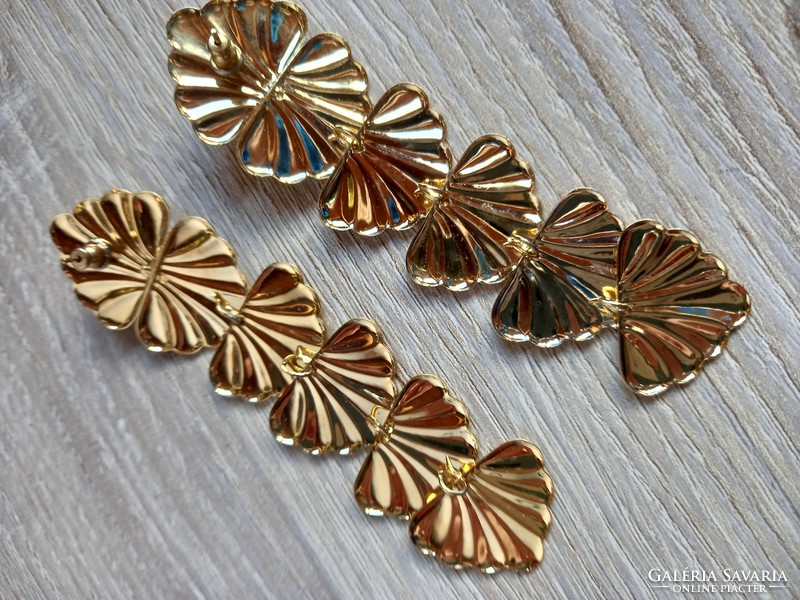 Gold-plated long earrings