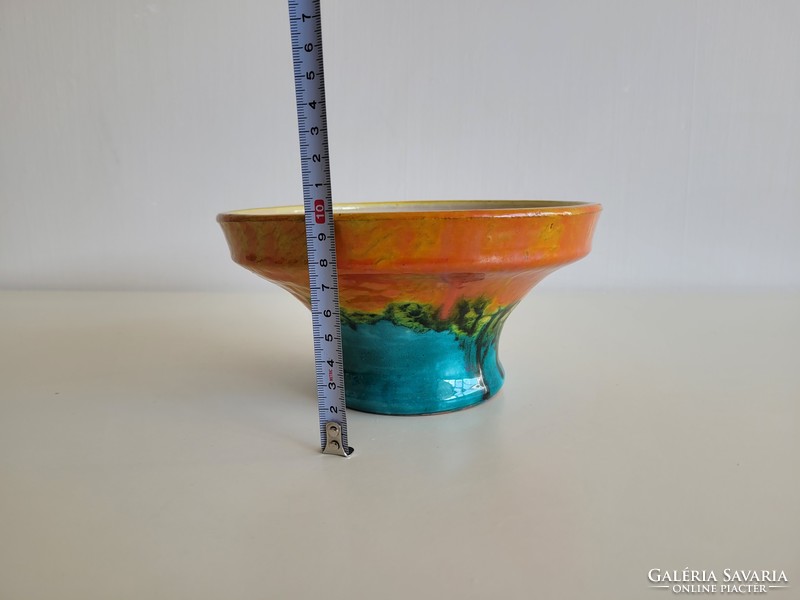 Old retro handicraft ceramic marked ikebana vase michael bela mid century flowerpot