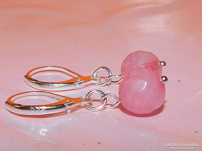 Rare! Pink rhinestone faceted pearl earrings