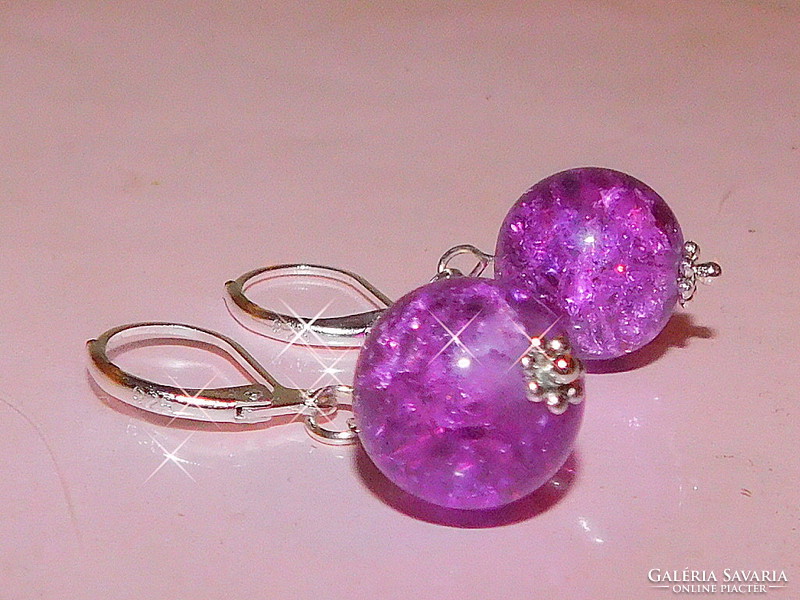 Cracked amethyst sphere earrings