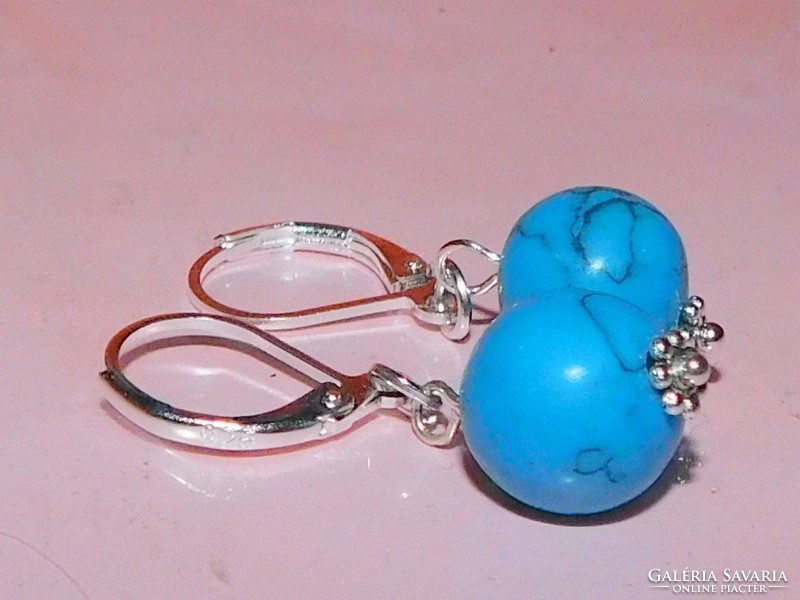 Turquoise mineral sphere earrings