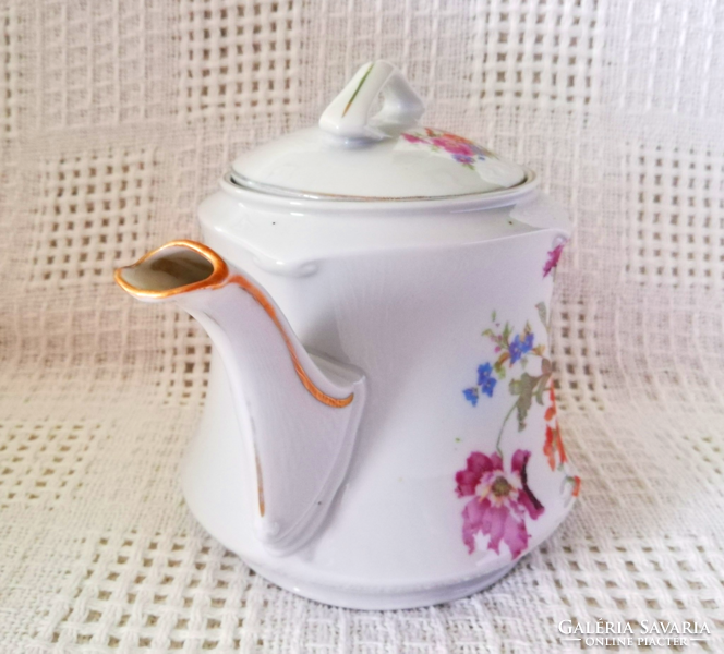 Beautiful antique Art Nouveau spring floral porcelain jug with spout