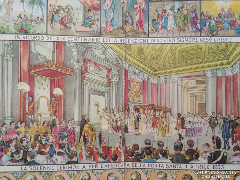 Antique opening religious postcard with motifs on all sides, church ceremony, Vatican 1910