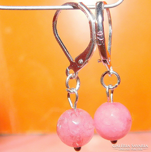 Rare! Pink rhinestone faceted pearl earrings