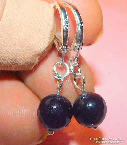 Faceted lapis lazuli mineral pearl earrings