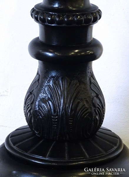1H302 antique black twisted carved flower sculpture pedestal 102 cm