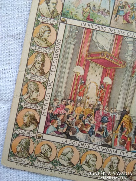Antique opening religious postcard with motifs on all sides, church ceremony, Vatican 1910