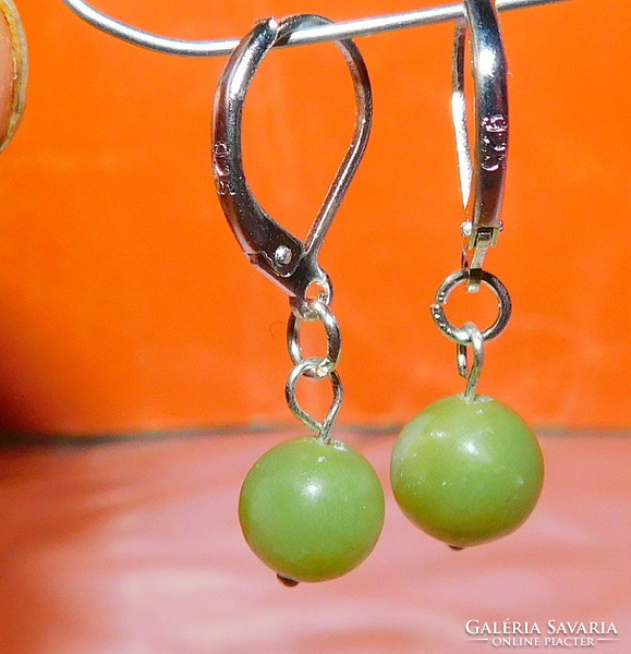 Olivine jade mineral stone earrings