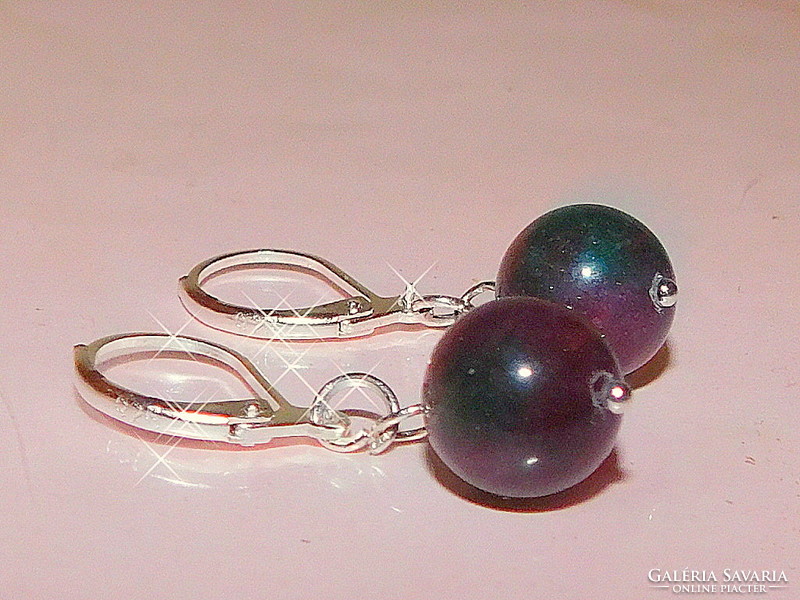 Ruby-zoosite mineral sphere earrings