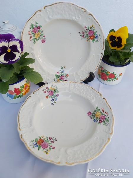 Gyönyörű  antik  kézzel virágos porcelán tányér kínáló tál sültes, asztalközép Gyűjtői darab