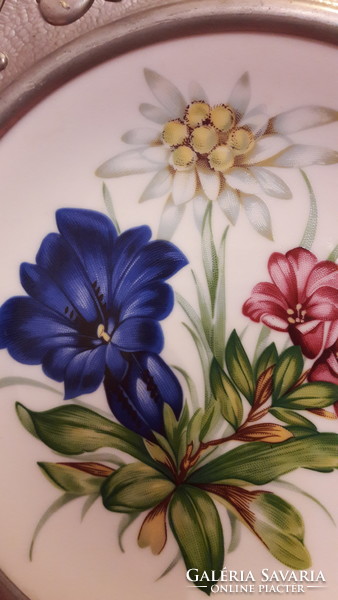 Mountain alpine floral porcelain tin plate (m1996)