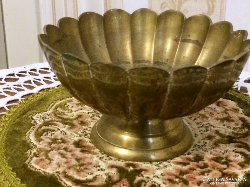 A special, flower-shaped, medium-sized, old brass pot