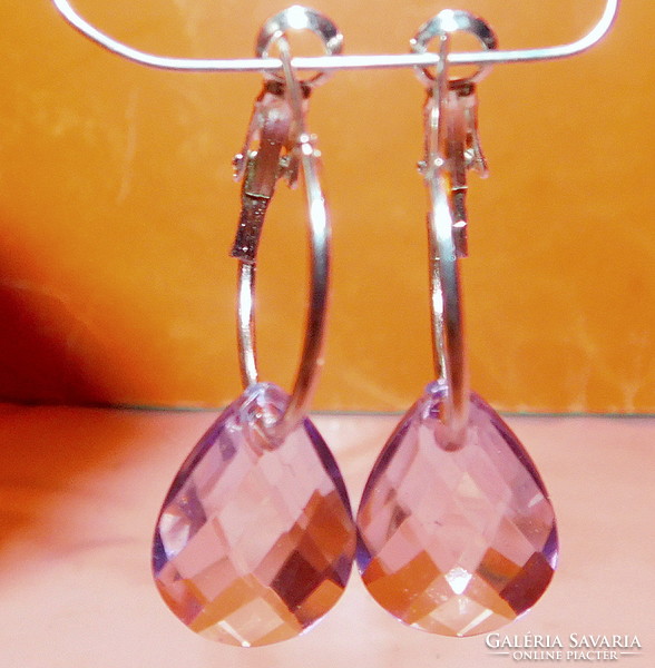 Amethyst luster crystal drop pearl hoop earrings